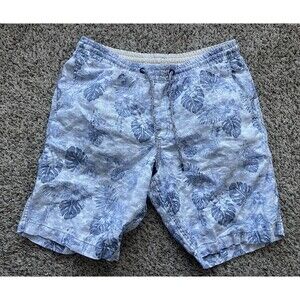 Tommy Bahama Shorts Mens Large Blue Floral 10" Pull On 100% Linen